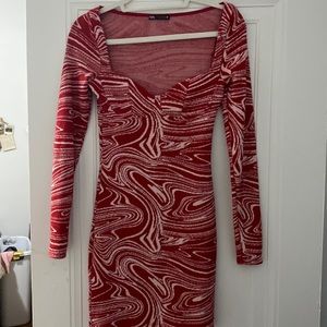 ZARA red striped long sleeve dress